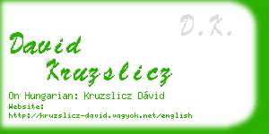 david kruzslicz business card